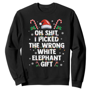 Funny Oh Shit I Picked The Wrong White Elephant Gift Sweatshirt Christmas Gift Exchange Santa Hat TS11 Black Print Your Wear
