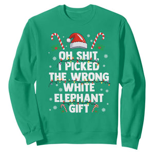 Funny Oh Shit I Picked The Wrong White Elephant Gift Sweatshirt Christmas Gift Exchange Santa Hat TS11 Irish Green Print Your Wear