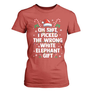 Funny Oh Shit I Picked The Wrong White Elephant Gift T Shirt For Women Christmas Gift Exchange Santa Hat TS11 Red Print Your Wear