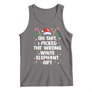 Funny Oh Shit I Picked The Wrong White Elephant Gift Tank Top Christmas Gift Exchange Santa Hat TS11 Deep Heather Print Your Wear