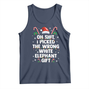 Funny Oh Shit I Picked The Wrong White Elephant Gift Tank Top Christmas Gift Exchange Santa Hat TS11 Navy Print Your Wear