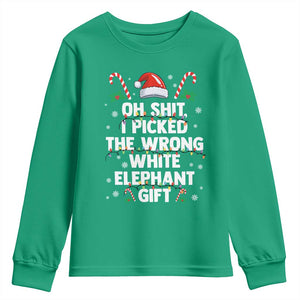 Funny Oh Shit I Picked The Wrong White Elephant Gift Youth Sweatshirt Christmas Gift Exchange Santa Hat TS11 Irish Green Print Your Wear