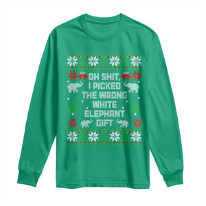 Funny Oh Shit I Picked The Wrong White Elephant Gift Long Sleeve Shirt Christmas Gift Exchange TS11 Irish Green Print Your Wear