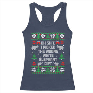 Funny Oh Shit I Picked The Wrong White Elephant Gift Racerback Tank Top Christmas Gift Exchange TS11 Navy Print Your Wear