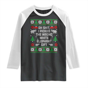 Funny Oh Shit I Picked The Wrong White Elephant Gift Raglan Shirt Christmas Gift Exchange TS11 Black White Print Your Wear