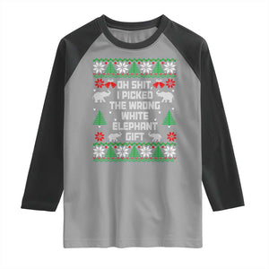 Funny Oh Shit I Picked The Wrong White Elephant Gift Raglan Shirt Christmas Gift Exchange TS11 Sport Gray Black Print Your Wear