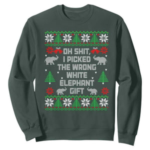 Funny Oh Shit I Picked The Wrong White Elephant Gift Sweatshirt Christmas Gift Exchange TS11 Dark Forest Green Print Your Wear