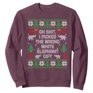 Funny Oh Shit I Picked The Wrong White Elephant Gift Sweatshirt Christmas Gift Exchange TS11 Maroon Print Your Wear