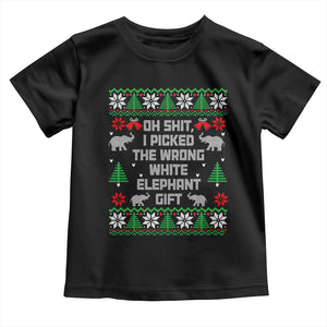 Funny Oh Shit I Picked The Wrong White Elephant Gift Toddler T Shirt Christmas Gift Exchange TS11 Black Print Your Wear