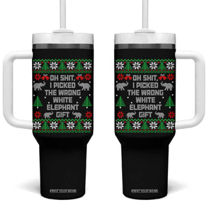 Funny Oh Shit I Picked The Wrong White Elephant Gift Tumbler With Handle Christmas Gift Exchange TS11 One Size: 40 oz Black Print Your Wear