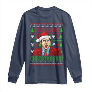 Funny I Declare Christmas Long Sleeve Shirt Funny Christmas Office Holiday Meme TS11 Navy Print Your Wear