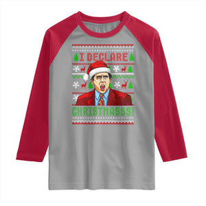 Funny I Declare Christmas Raglan Shirt Funny Christmas Office Holiday Meme TS11 Sport Gray Red Print Your Wear