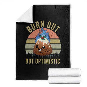 Funny Christmas Pudding Throw Blanket Burn Out But Optimistic Blue Flame TS11 Black Print Your Wear