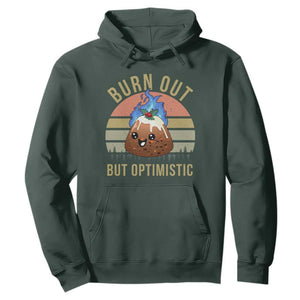 Funny Christmas Pudding Hoodie Burn Out But Optimistic Blue Flame TS11 Dark Forest Green Print Your Wear