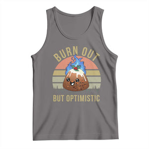 Funny Christmas Pudding Tank Top Burn Out But Optimistic Blue Flame TS11 Deep Heather Print Your Wear