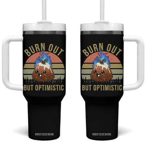 Funny Christmas Pudding Tumbler With Handle Burn Out But Optimistic Blue Flame TS11 One Size: 40 oz Black Print Your Wear