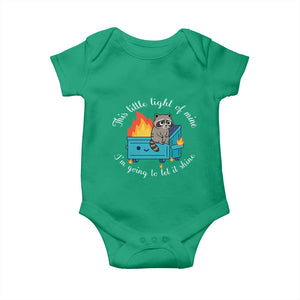 Funny Lil Dumpster Fire Racoon Baby Onesie This Little Light Of Mine I Am Going To Let It Shine TS11 Irish Green Print Your Wear