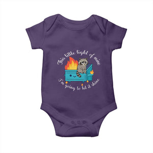 Funny Lil Dumpster Fire Racoon Baby Onesie This Little Light Of Mine I Am Going To Let It Shine TS11 Purple Print Your Wear