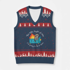 Funny Lil Dumpster Fire Racoon V-Neck Knit Sweater Vest This Little Light Of Mine I Am Going To Let It Shine TS11 Navy Red Print Your Wear