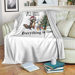 Christmas Hanukkah Racoon Throw Blanket Funny Its Fine I Am Fine Everything Is Fine TS11 Print Your Wear