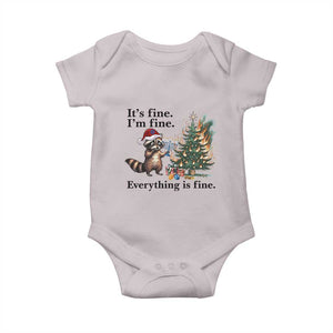 Christmas Hanukkah Racoon Baby Onesie Funny Its Fine I Am Fine Everything Is Fine TS11 Ice Gray Print Your Wear