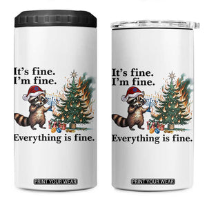 Christmas Hanukkah Racoon 4 in 1 Can Cooler Tumbler Funny Its Fine I Am Fine Everything Is Fine TS11 One Size: 16 oz White Print Your Wear