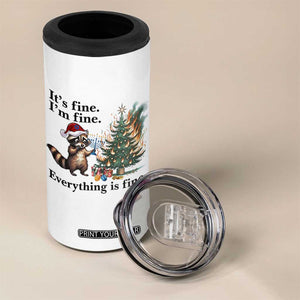 Christmas Hanukkah Racoon 4 in 1 Can Cooler Tumbler Funny Its Fine I Am Fine Everything Is Fine TS11 Print Your Wear