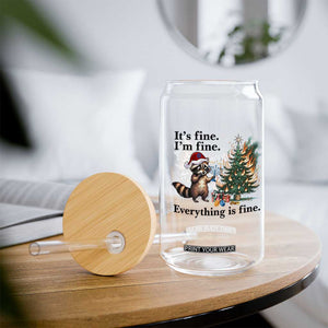 Christmas Hanukkah Racoon Glass Can Funny Its Fine I Am Fine Everything Is Fine TS11 Print Your Wear