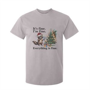 Christmas Hanukkah Racoon T Shirt For Kid Funny Its Fine I Am Fine Everything Is Fine TS11 Ice Gray Print Your Wear