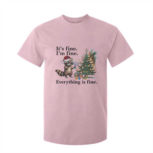 Christmas Hanukkah Racoon T Shirt For Kid Funny Its Fine I Am Fine Everything Is Fine TS11 Light Pink Print Your Wear