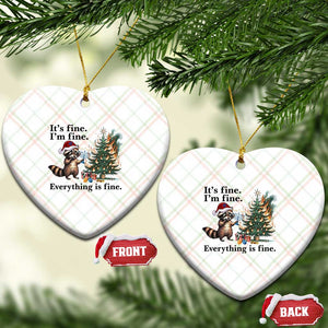 Christmas Hanukkah Racoon Ceramic Ornament Funny Its Fine I Am Fine Everything Is Fine TS11 Print Your Wear