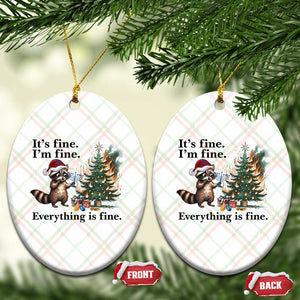 Christmas Hanukkah Racoon Ceramic Ornament Funny Its Fine I Am Fine Everything Is Fine TS11 Print Your Wear