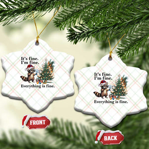 Christmas Hanukkah Racoon Ceramic Ornament Funny Its Fine I Am Fine Everything Is Fine TS11 Print Your Wear