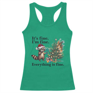 Christmas Hanukkah Racoon Racerback Tank Top Funny Its Fine I Am Fine Everything Is Fine TS11 Irish Green Print Your Wear