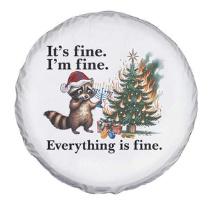 Christmas Hanukkah Racoon Spare Tire Cover Funny Its Fine I Am Fine Everything Is Fine TS11 Print Your Wear
