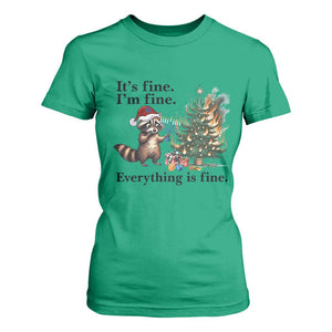 Christmas Hanukkah Racoon T Shirt For Women Funny Its Fine I Am Fine Everything Is Fine TS11 Irish Green Print Your Wear
