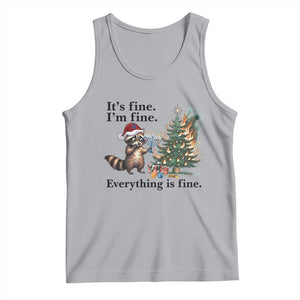 Christmas Hanukkah Racoon Tank Top Funny Its Fine I Am Fine Everything Is Fine TS11 Athletic Heather Print Your Wear