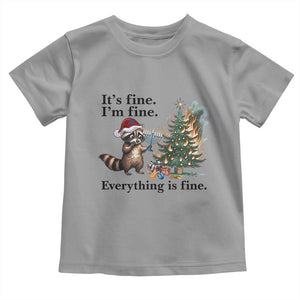 Christmas Hanukkah Racoon Toddler T Shirt Funny Its Fine I Am Fine Everything Is Fine TS11 Sport Gray Print Your Wear