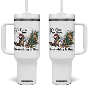 Christmas Hanukkah Racoon Tumbler With Handle Funny Its Fine I Am Fine Everything Is Fine TS11 One Size: 40 oz White Print Your Wear