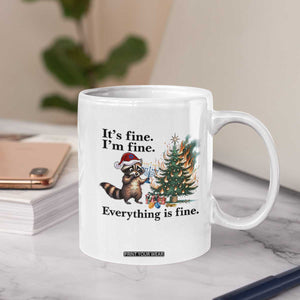 Christmas Hanukkah Racoon Coffee Mug Funny Its Fine I Am Fine Everything Is Fine TS11 Print Your Wear