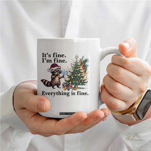 Christmas Hanukkah Racoon Coffee Mug Funny Its Fine I Am Fine Everything Is Fine TS11 Print Your Wear