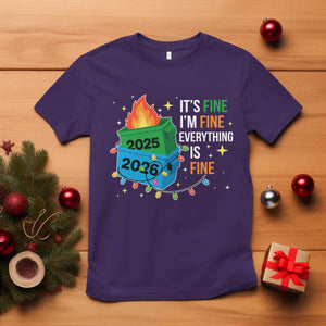 Dumpster Fire Christmas T Shirt Funny It's Fine I'm Fine Everything Is Fine TS11 Purple Print Your Wear