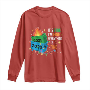 Dumpster Fire Christmas Long Sleeve Shirt Funny It's Fine I'm Fine Everything Is Fine TS11 Red Print Your Wear