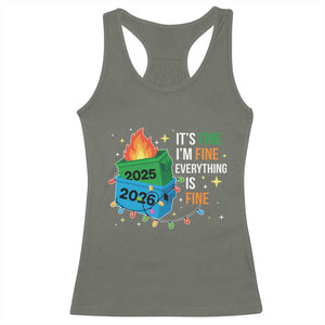 Dumpster Fire Christmas Racerback Tank Top Funny It's Fine I'm Fine Everything Is Fine TS11 Military Green Print Your Wear