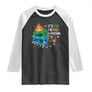 Dumpster Fire Christmas Raglan Shirt Funny It's Fine I'm Fine Everything Is Fine TS11 Black White Print Your Wear