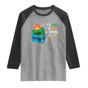 Dumpster Fire Christmas Raglan Shirt Funny It's Fine I'm Fine Everything Is Fine TS11 Sport Gray Black Print Your Wear