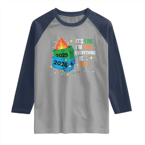 Dumpster Fire Christmas Raglan Shirt Funny It's Fine I'm Fine Everything Is Fine TS11 Sport Gray Navy Print Your Wear