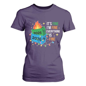 Dumpster Fire Christmas T Shirt For Women Funny It's Fine I'm Fine Everything Is Fine TS11 Purple Print Your Wear