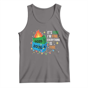 Dumpster Fire Christmas Tank Top Funny It's Fine I'm Fine Everything Is Fine TS11 Deep Heather Print Your Wear