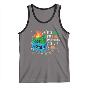 Dumpster Fire Christmas Tank Top Funny It's Fine I'm Fine Everything Is Fine TS11 Deep Heather Black Print Your Wear